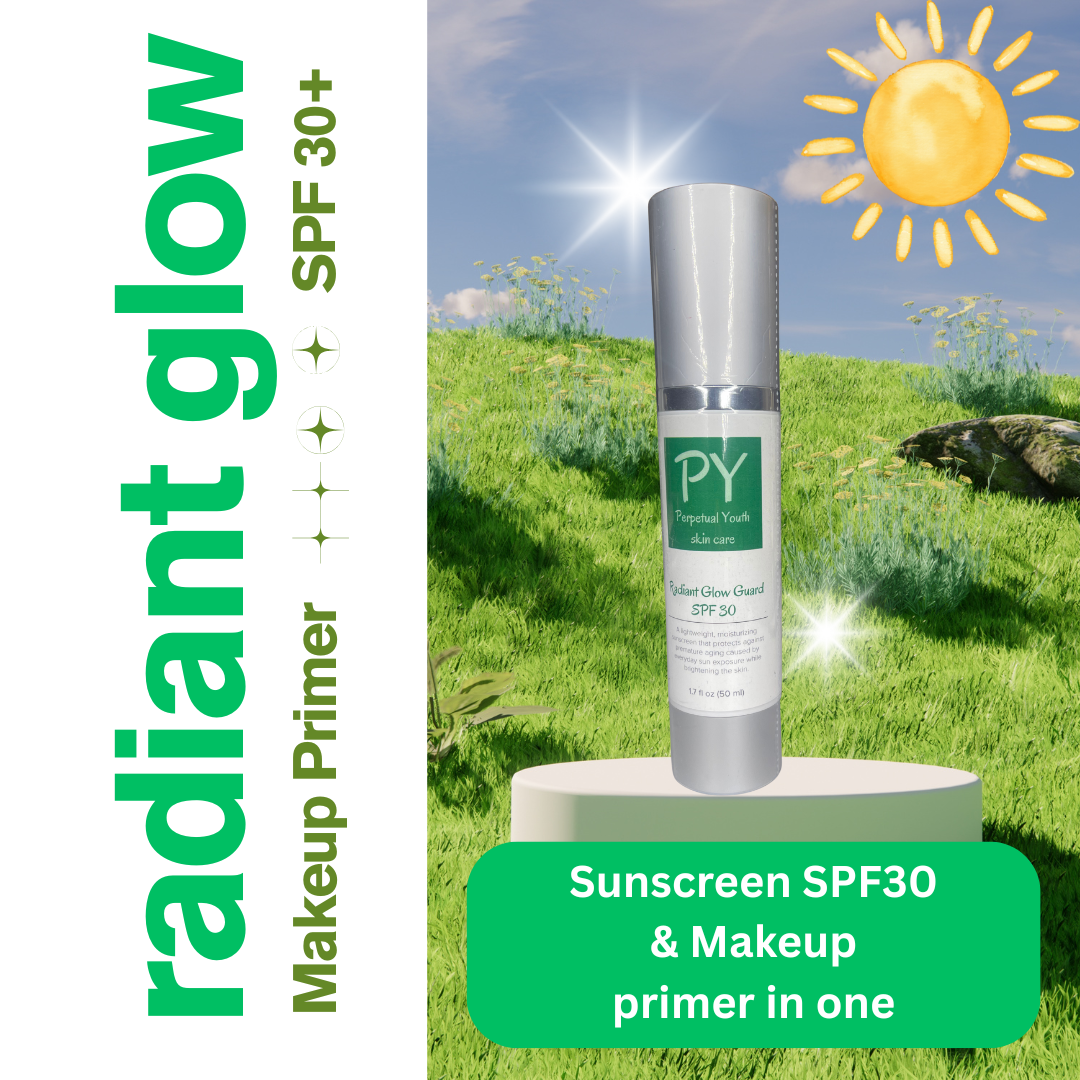 ☀️ Radiant Glow Guard SPF30 Sunscreen & Makeup Primer ☀️"Prime, Protect, Perfect."😎