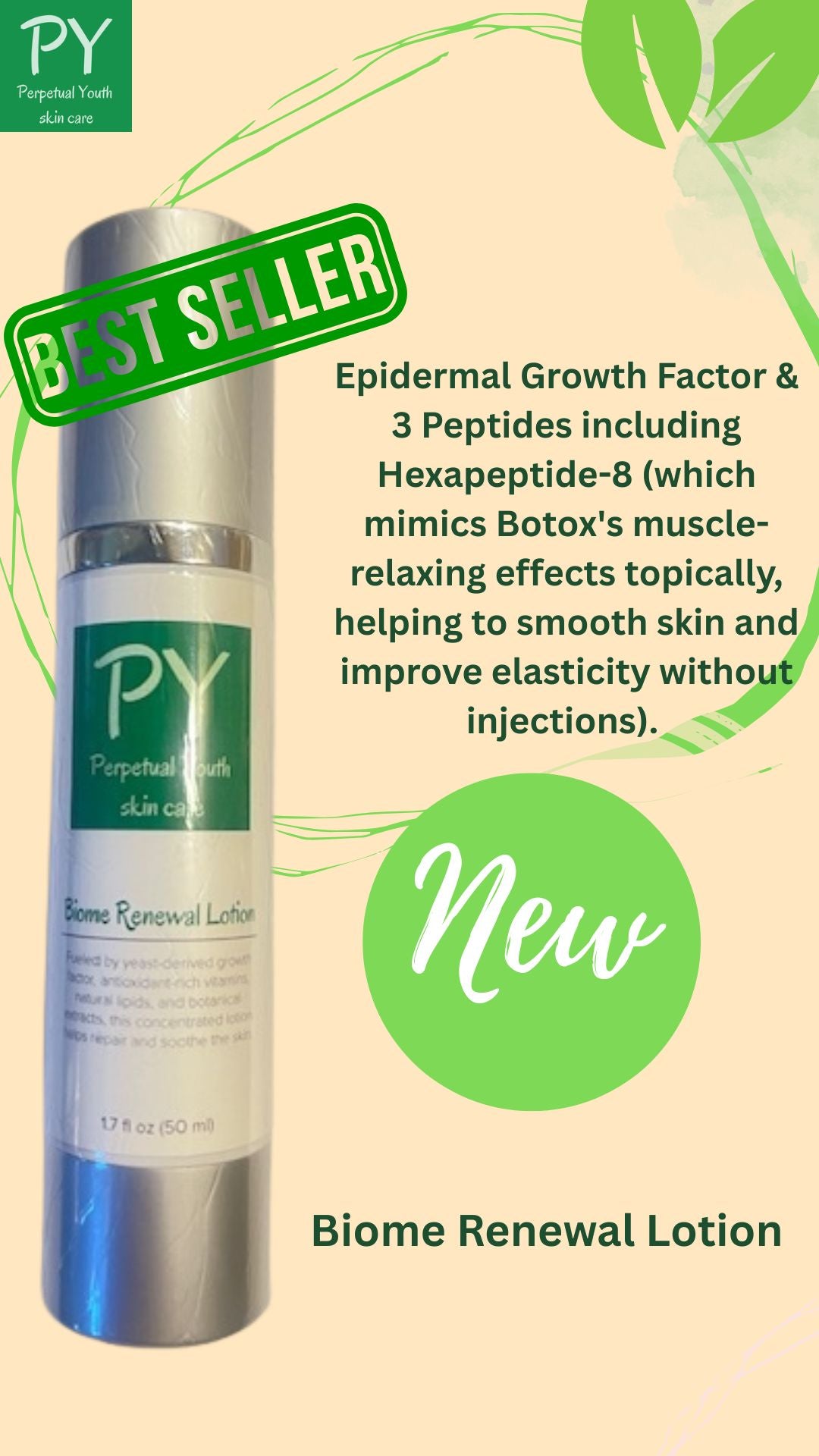 🌿 Biome Renewal Lotion - Powerful Antioxidant & Growth Factor, Antioxidants, Botanicals and 3 Peptides!