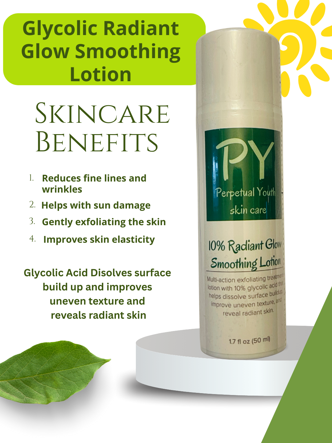 ☀️ Glycolic Radiant Glow Smoothing Lotion - Exfoliates, Improves Elasticity 🌿