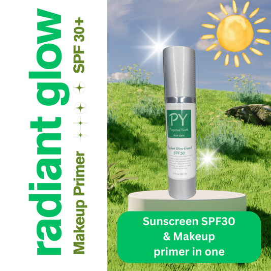 ☀️ Radiant Glow Guard SPF30 Sunscreen & Makeup Primer ☀️"Prime, Protect, Perfect."😎