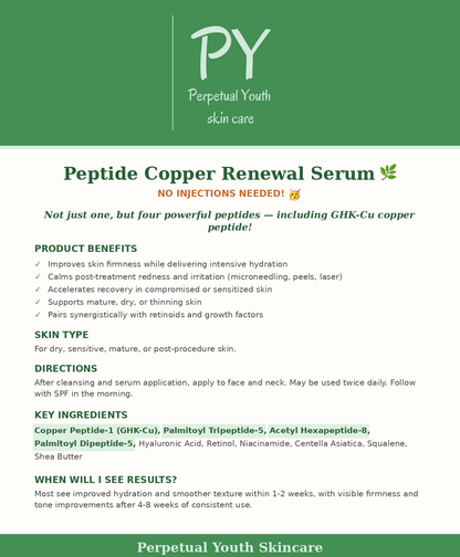 🜠🌿 Perpetual Youth Peptide Copper Renewal Serum 🌿 NO INJECTIONS NEEDED! 🥳