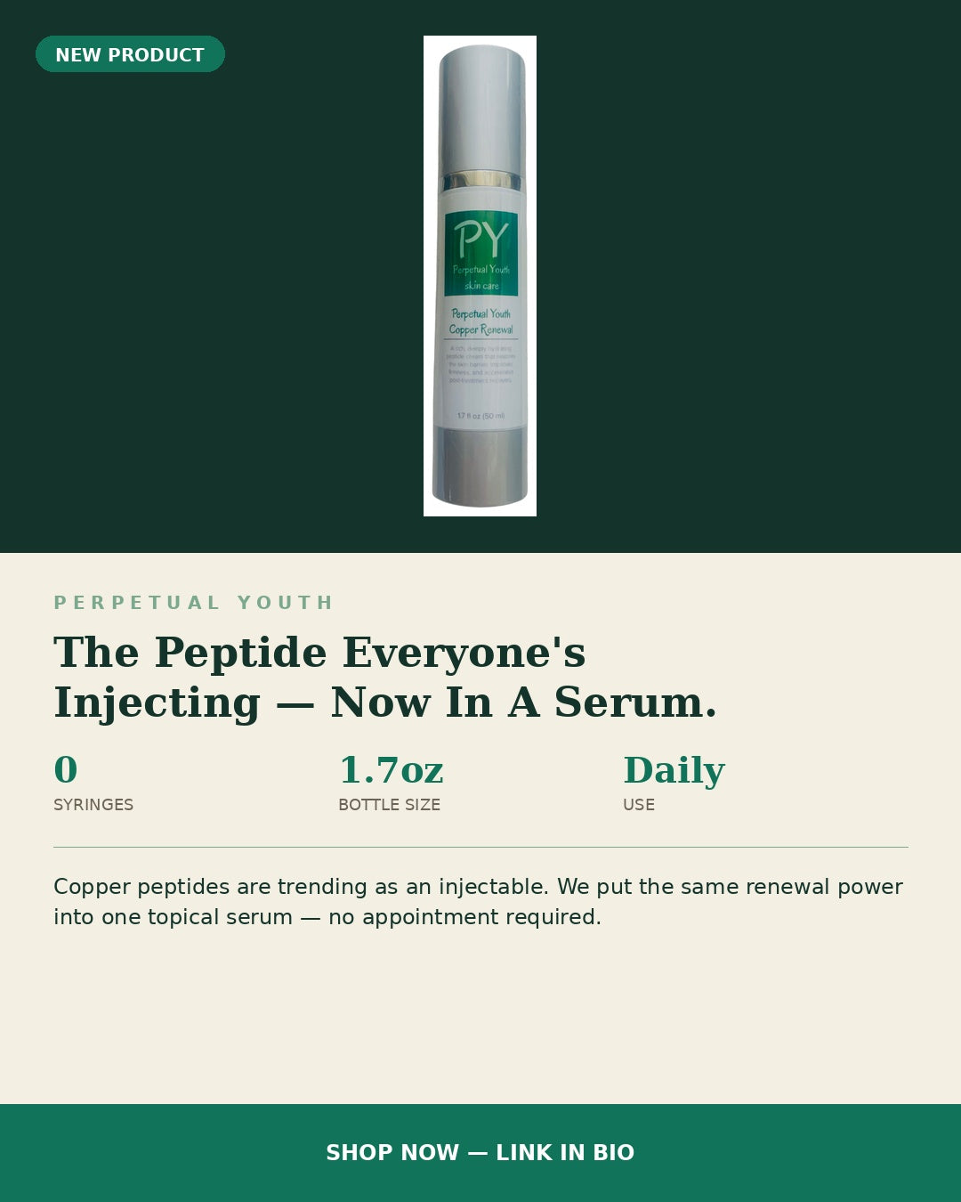 🜠🌿 Perpetual Youth Peptide Copper Renewal Serum 🌿 NO INJECTIONS NEEDED! 🥳